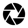 Logo of a black camera shutter