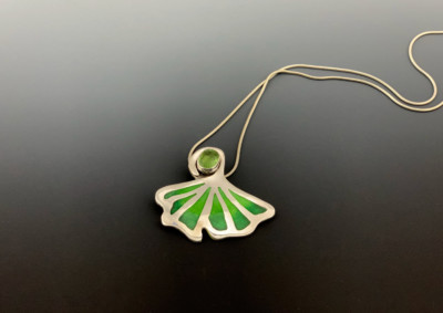 Green enamel pendant by Pat Accorinti