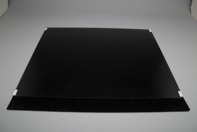 Non-glare glass square with black velvet underneath used for 45 degree angle halo effect shots in the Cloud Dome
