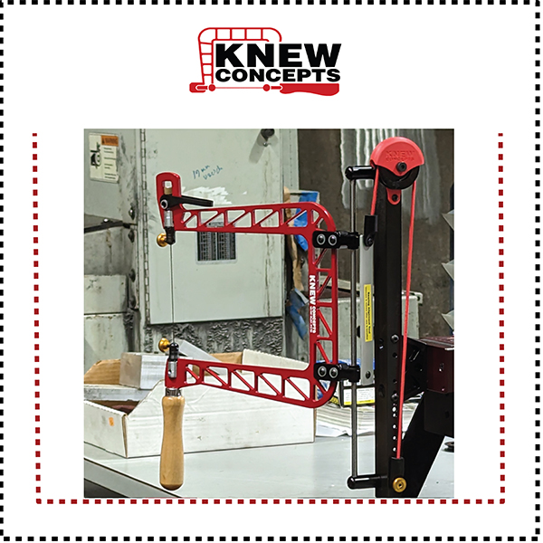 truss shaped jewelry saw on alignment jig at Knew Concepts